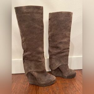 Elizabeth & James E-Scuff platform wedge knee high boots